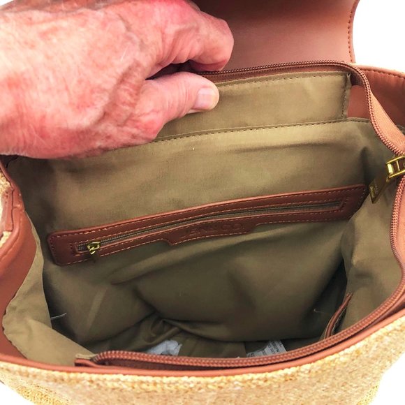 Jen & Co. Avani Backpack Vegan Leather Woven Fabric 11.5x12x4.5 inches - Picture 6 of 8